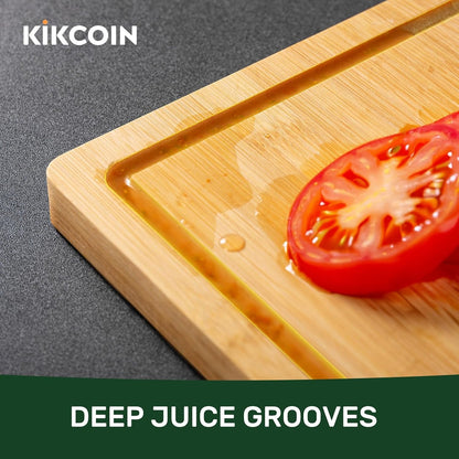 17"×11" Bamboo Cutting Boards for Kitchen, Knife-Friendly Food Grade Wooden Cutting Boards for Kitchen, Charcuterie, Extra Large Chopping Boards with Deep Juice Groove, Reversible, Natural4
