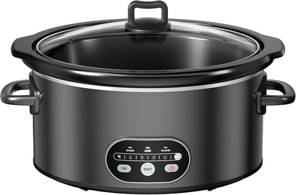 Slow Cooker 8 Quart, Large Slow Cooker, Ceramic Nonstick Coating, 3 Adjustable Temp Multi Cookers with Dishwasher Safe Stoneware Pot & Tempered Glass Lid, 35In Tangle Free Cord Wrap, Black1