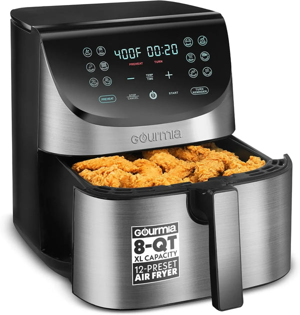 Air Fryer - 8 Qt Extra Large Capacity, Fryforce360º, Digital Display with 12 Presets, Roast, Bake, Broil, Dehydrate, Dishwasher Safe Accessories, Stainless Steel1