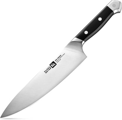 PRO 11-Piece Kitchen Knife Set with Walnut Wood Block | German Steel, R-Slope Bolster, 56±2 HRC, Heavy Endcap, Ergonomic Grip, Rust Resistant, Ideal Gift for Housewarming&Weddings7