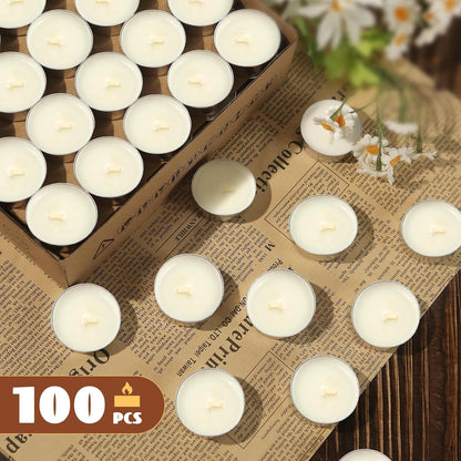 Soy Tea Lights Candles 100 Pack,4 Hours Long Clean Burning,Natural Soy Wax2