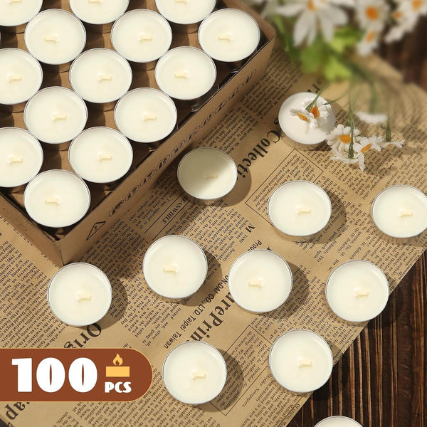 Soy Tea Lights Candles 100 Pack,4 Hours Long Clean Burning,Natural Soy Wax2