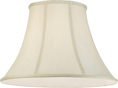 Creme Extra Large Fabric Bell Set of 2 Lamp Shades 9X18X13 (Spider) | 9" Top X 18" Bottom X 13" High Replacement for Table + Floor Lamps Flared Shade Pre-Assembled Cream Harp + Finial Fitting3