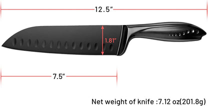 Santoku Knife 7 Inch, Sharp Japanese Style Chef'S Kitchen Knife with High Carbon Stainless Steel Blade, Black9