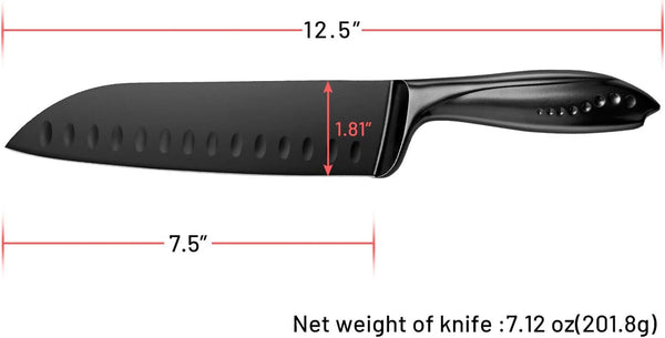 Santoku Knife 7 Inch, Sharp Japanese Style Chef'S Kitchen Knife with High Carbon Stainless Steel Blade, Black9