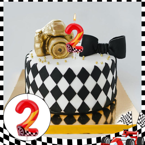 Racing Cars Themed Birthday Candle, Red Racing Car Lightning Number Candle7