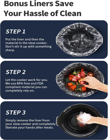 [NEW LAUNCH]  8.5-Quart Programmable Slow Cooker, Larger than 8 Quart, More Practical than 10 Quart, with Digital Countdown Timer, Free Liners Included for Easy Clean-Up, Black, Oval…2