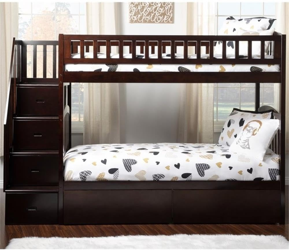 wood-staircase-storage-bunk-bed-twin-over-twin-espresso-finish-eco-friendly-hardwood-2-under-bed-drawers-4-staircase-drawers-3-built-in-shelves-kids-room-furniture