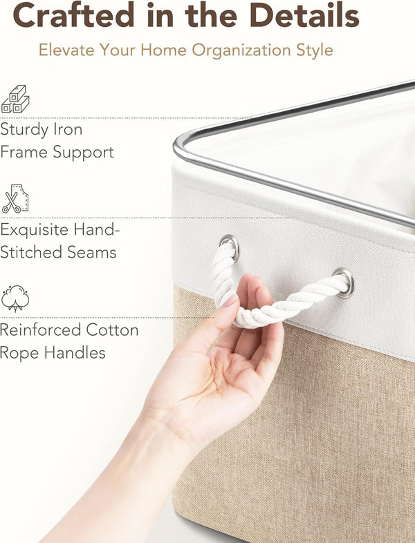 13X15X13 Inch Large Storage Bins with Cotton Rope Handles 6-Pack5