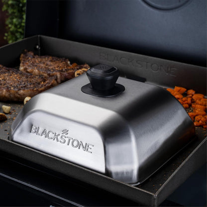 Blackstone® Stainless Steel Basting Cover, Medium, Square | Blackstone® 5555 Durable Heat-Resistant Handle, Dishwasher Safe for Steaming Veggies, Melting Cheese & More2