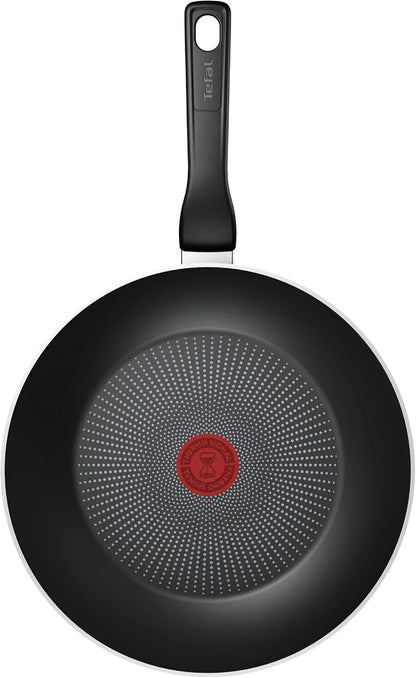 Tefal C29719 Recycled on Wok Pan, 28 Cm, Made of 100% Recycled Aluminium, Non-Stick Coating, Thermo-Signal Technology, Made in France, Suitable for Induction Cookers, Dishwasher Safe, Black2
