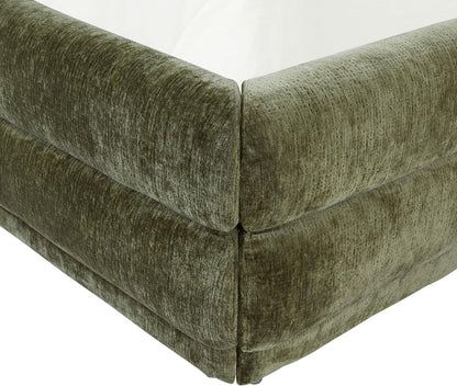 SAFAVIEH Couture Collection – Jollie Olive Green Chenille Upholstered King Bed, Fabric Platform Bed with Headboard, Modern Bedroom Furniture (SFV4884A-K)5