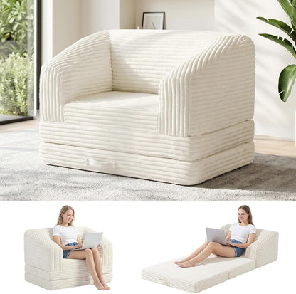 Convertible Boneless Couch Sleeper Sofa Bed, Folding Oversized Bean Bag Couch, Comfy Sofa Chairs for Adults with Filling, Single, Beige1