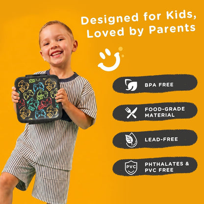 Bento Lunch Box for Kids with 8Oz Soup Thermo,Leak-Proof Lunch Containers with 5 Compartment,Thermo Food Jar and Lunch Bag, Food Containers for School (A-Black(Game Consoley))2