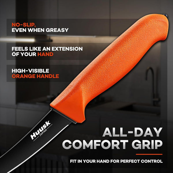 Curved Boning Knife - 6" Filet Knife for Meat Deboning Non‑Slip Grip3