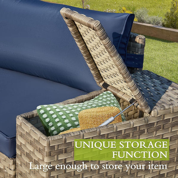 Blue 7-Piece Curved Wicker Rattan Outdoor Patio Sectional2