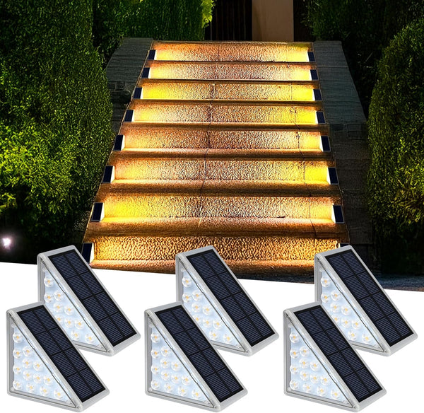 LED Solar Step Lights Waterproof Outdoor Stair Lights, Solar Deck Lights Outdoor Decor IP67 Solar Decoration Lights for Yard, Patio, Garden, Walkways, Front Door, Pathway, Driveway, Porch 6 Pack7