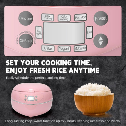 Heart Shaped Pink Rice Cooker 300W, Small Cute Rice Cooker (1.8L, 4Cups) | High Power Preset Timer Automatic Heat Preservation for New Year Valentine'S Day Gifts3