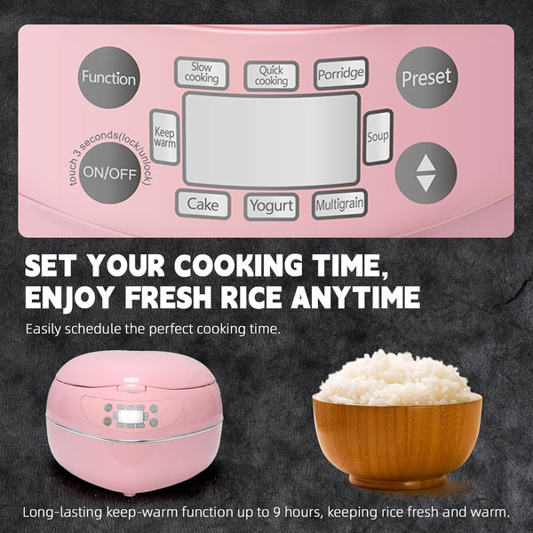 Heart Shaped Pink Rice Cooker 300W, Small Cute Rice Cooker (1.8L, 4Cups) | High Power Preset Timer Automatic Heat Preservation for New Year Valentine'S Day Gifts3
