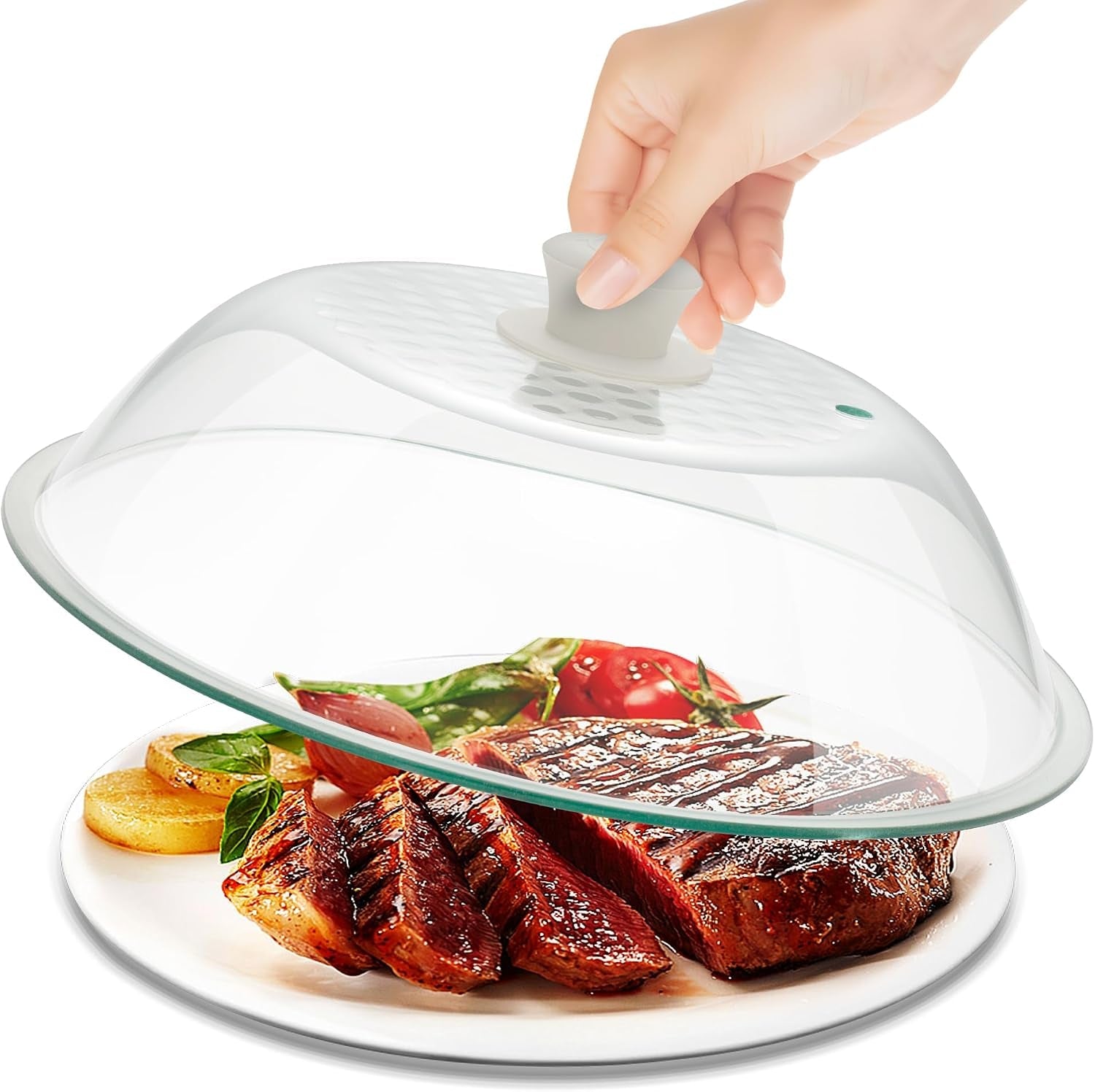 lighter-weight-tempered-glass-microwave-splatter-cover-11-5-inch-inner-diameter-10-6-heat-resistant-durable-glass-lid-with-vent-silicone-knob-dishwasher-safe-100-food-grade-bpa-free