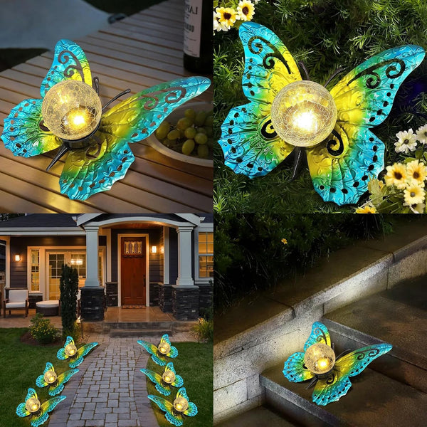 Solar Lights Outdoor Garden Metal Butterfly Decoration6