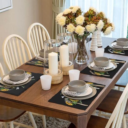 Sunflowers Wild Flowers Placemats Set of 6 Table Mats Table Tableware Place Mats with Non-Slip Heat-Resistant Washable for Dining Home Kitchen Party Indoor6