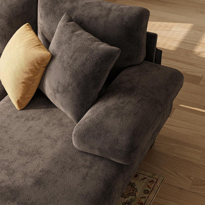 Sleeper Sofa with Pull Out Couch Bed | 112 Inch Couches for Living Room | U-Shaped Convertible Sofa Bed | Chenille Brown4