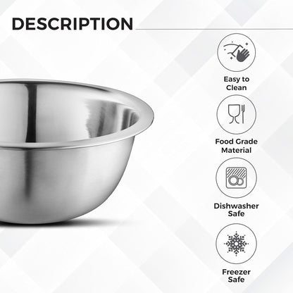 Premium Stainless Steel Mixing Bowls, Set of 5 Brushed Stainless Steel Mixing Bowl Set, Easy to Clean, Space Saving, Great for Cooking, Baking, Prepping (5 Pc Mixing Bowl)3