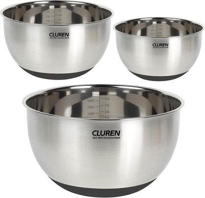 304 Stainless Steel Mixing Bowls Set, 3-Piece (1.5, 3 & 5 QT)1