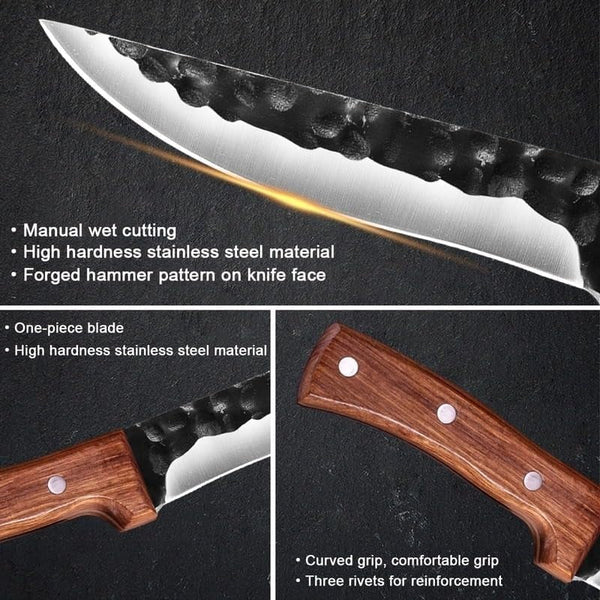 Meat Cleaver,Cleaver Knife 6.5 Inch Forged Hunting Knife Stainless Steel Boning Butcher Knife Meat Cleaver Fishing Camping Knife Professional Chef Knife with Sheath, LAMAJIGA58443