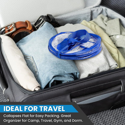 Foldable Shower Caddy - Collapsible, Portable, Drainage Hole, Carry Handle, Large Compartments. Great Organizer for Camp, Travel, Gym, and Dorm (Blue)6