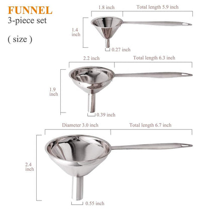 Small Funnels for Filling Bottles Stainless Steel Kitchen Funnels (Long) | 3 Pcs Food-Grade Metal Kitchen Funnels Set for Transferring Essential Oils Liquid Fluid Spice Dry Ingredients Powder,Durable5