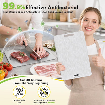 100% Titanium Cutting Board Set of 3, Double-Sided Kitchen Boards | 3-Piece Multi-Size Set One-Piece Pure Titanium Reversible Double-Sided Design Dishwasher Safe Gift-Ready Packaging5