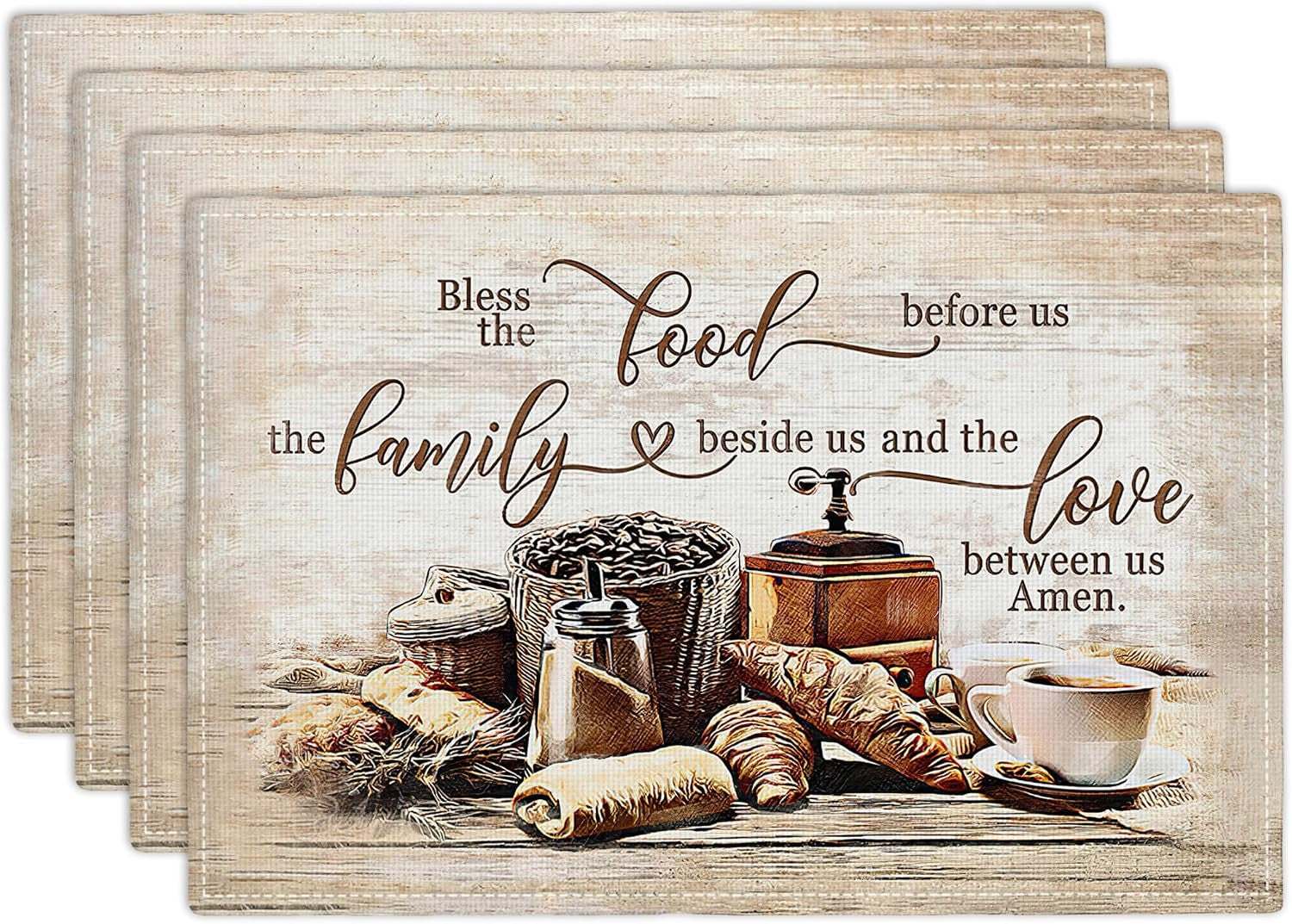 christian-coffee-placemats-set-of-4-bless-the-food-before-us-place-mats-religious-table-mats-for-kitchen-dining-table-kitchen-decor-linen-12x18-inch