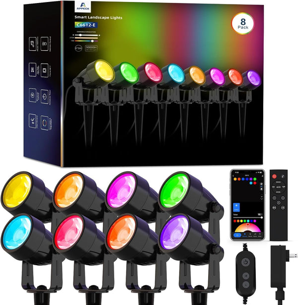 Landscape Lighting, RGBW Spotlights with APP Control,8 Pack1