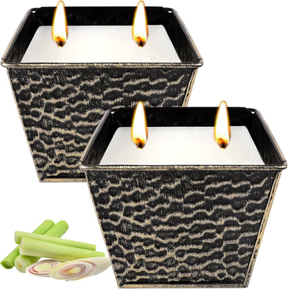 Citronella Candles Outdoor, Large 12Oz 2-Pack Soy Wax Candles with Citronella Oil, 2 Wicks, 50-Hour Burn Time Each, Natural Outdoor Candles for Patio, Garden, Deck, Backyard and Summer Nights1