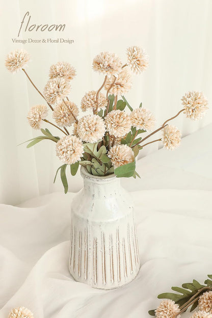 5Pcs Beige Faux Silk Mums Artificial Flowers, Bulk Fake Small Mini Chrysanthemums with Stems for DIY Champagne Wedding Centerpieces Floral Arrangements Vase Fillers Home Decorations2