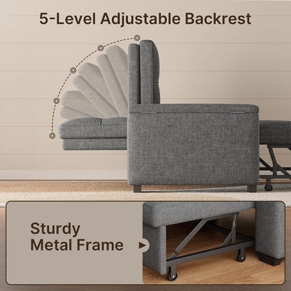 Convertible Sofa Bed 63.6'' 3 in 1 Sleeper Sofa Small Loveseat Couch6