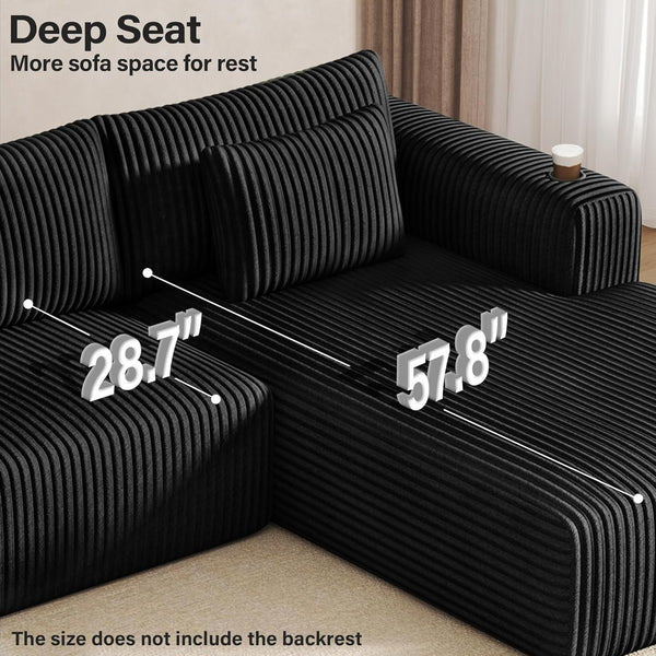 Modular Sectional Sofa, L-Shaped Boneless Cloud Couch Corduroy, No Assembly6