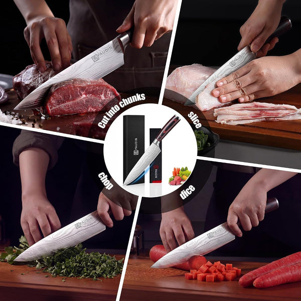 Chef Knife, 8 Inch High Carbon Stainless Steel Sharp Kitchen Knife with Ergonomic Handle, Gift Box for Family & Restaurant8