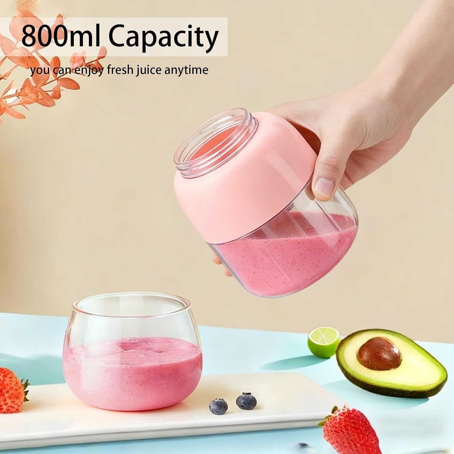 portable-blender-800ml-usb-rechargeable-smoothie-cup-bpa-free-food-grade-material-2000mah-battery-compact-11x16cm-detachable-for-easy-cleaning-includes-straw-and-usb-cable