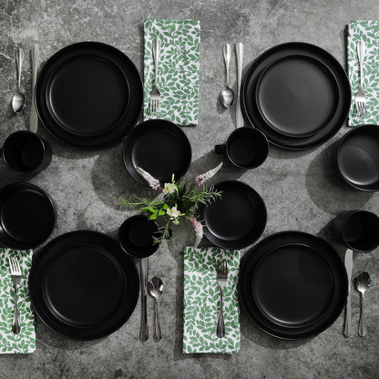 Zuma Stoneware Plates, Bowls, & Mugs Dinnerware Set - Matte Black, Service for Four (16Pcs)4