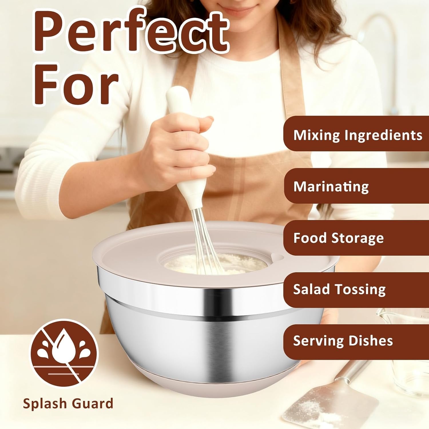 9-pack-mixing-bowls-with-airtight-lids-grater-attachments-khaki-stainless-steel-bowl-non-slip-bases-nesting-kitchen-bowl-size-5-4-3-2-1-5-1qt-for-food-prep-baking-storage-serving