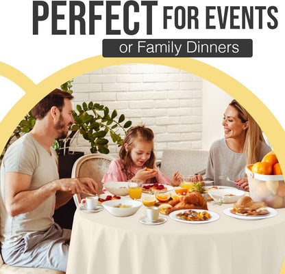 66% Thicker Premium Ivory round Tablecloth 0.5 Mil 12 Pack Plastic Table Cloth Disposable 84 Inch round Plastic Tablecloth Won'T Tear Easily like Cheap Thin Brands6
