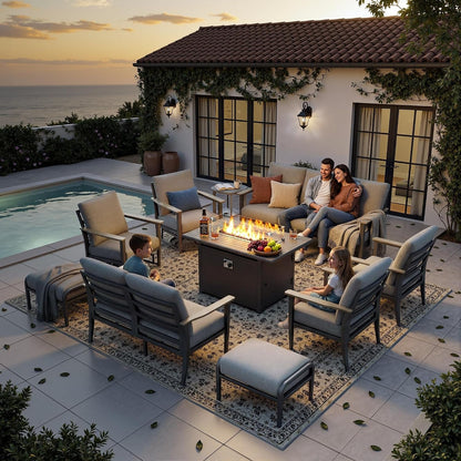 Aluminum Outdoor Patio Furniture Set with Swivel Rocking Chairs9