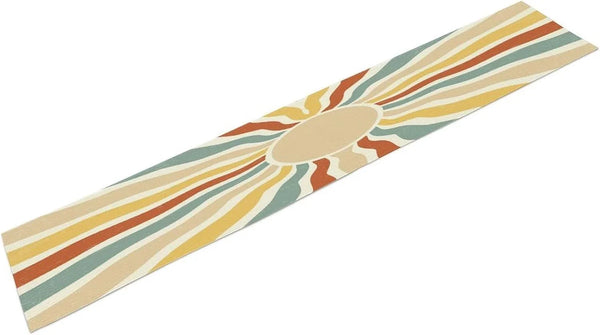 Retro Sunset Table Runner Mid Century 71S Rainbow Abstract Colorful Funky Waves Boho Groovy Sun Pattern Long Table Cloth Decoration Linens for Dining Room Kitchen Holiday Gathering 13X60 Inch8