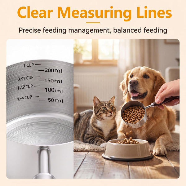 Pet Food Scoop, 1 Cup, 304 Stainless Steel, Wooden Handle3