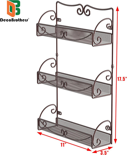 3 Tier Wall Mounted Hanging Spice Rack, Bronze7