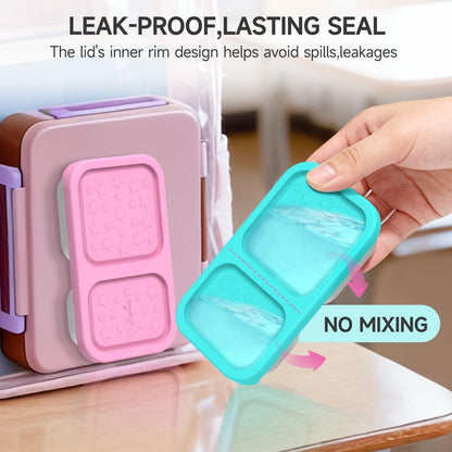 2 Compartment Reusable Kid Lunch Snack Containers with Silicone Lid5