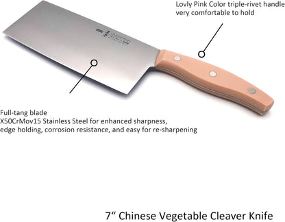 Chinese Vegetable Cleaver, MATTSTONE HILL 7 Inch Chinese Chef'S Knife, Vegetable Cleaver, German Steel, Triple Rivet Handle4